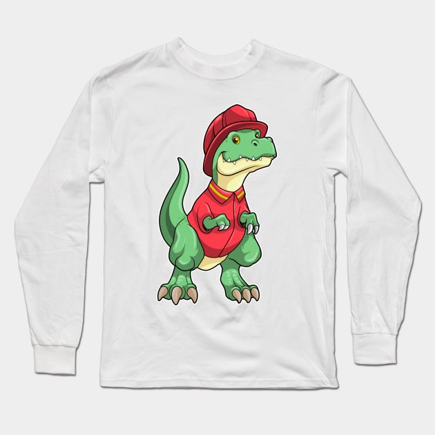 Dinosaur Firefighter Fire helmet Long Sleeve T-Shirt by Markus Schnabel